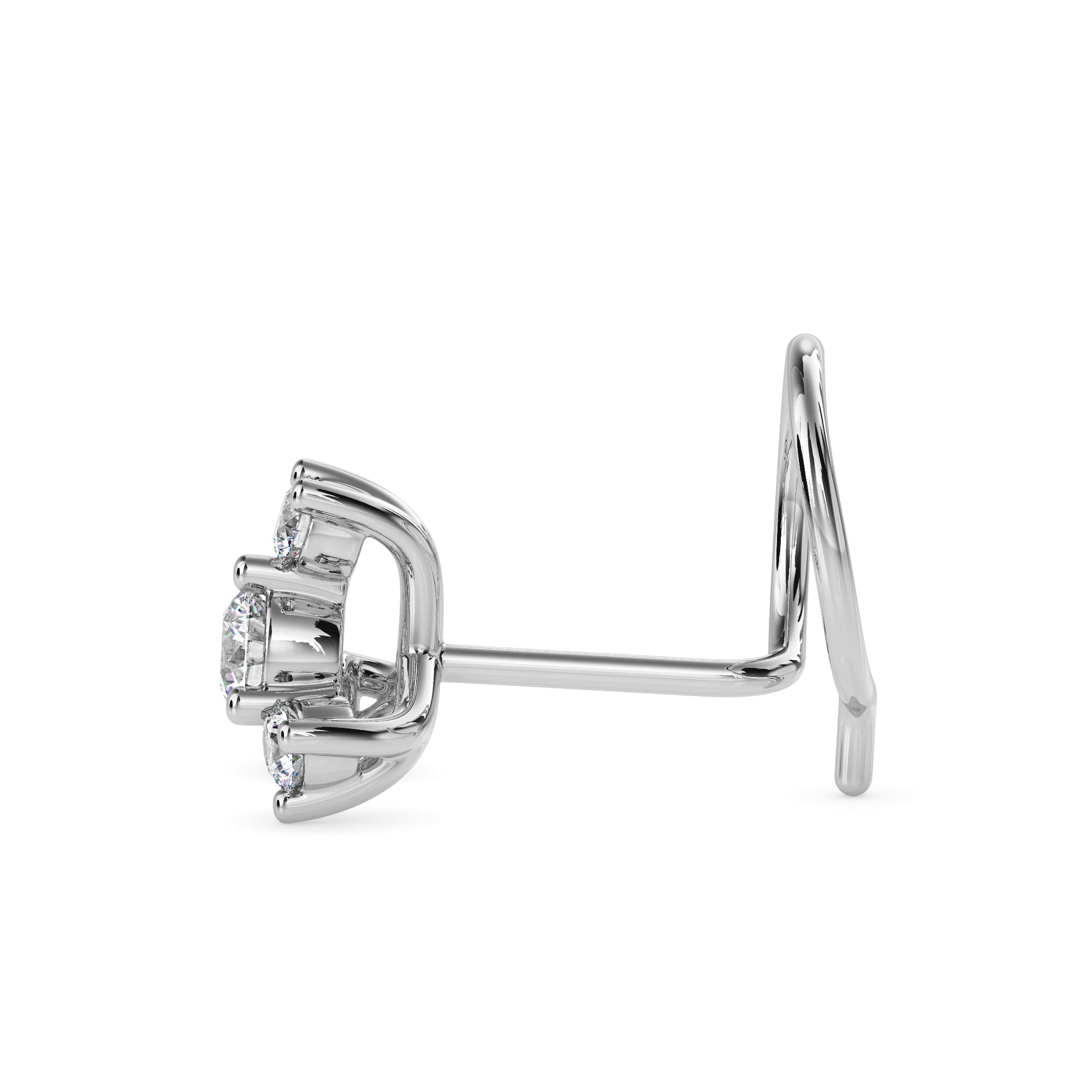 0.08Ct Round Prong Set Lab-Grown Diamond Gold Wire Back Stud Nosepins