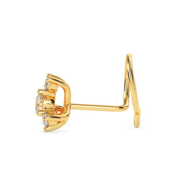 0.08Ct Round Prong Set Lab-Grown Diamond Gold Wire Back Stud Nosepins