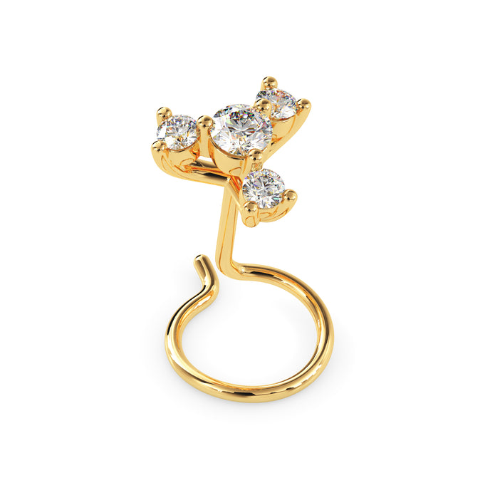 0.08Ct Round Prong Set Lab-Grown Diamond Gold Wire Back Stud Nosepins