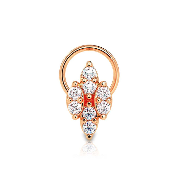 0.07Ct Leaf Style Cluster Lab-Grown Diamond Gold Wire Back Stud Nosepins