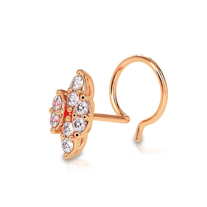 0.07Ct Leaf Style Cluster Lab-Grown Diamond Gold Wire Back Stud Nosepins