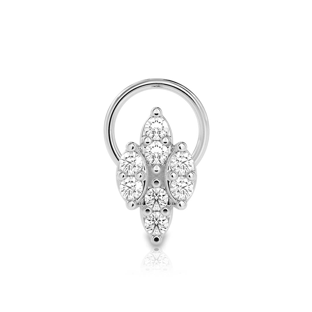 0.07Ct Leaf Style Cluster Lab-Grown Diamond Gold Wire Back Stud Nosepins