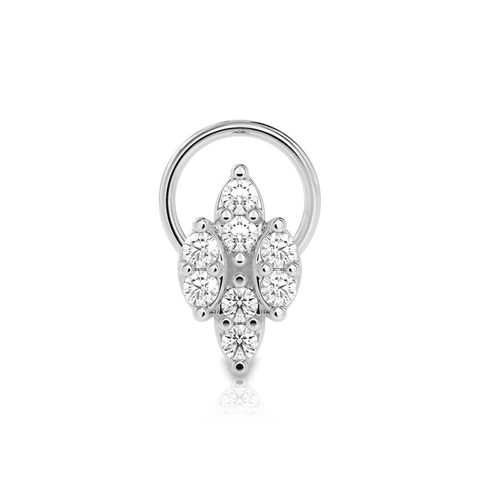 0.07Ct Leaf Style Cluster Lab-Grown Diamond Gold Wire Back Stud Nosepins