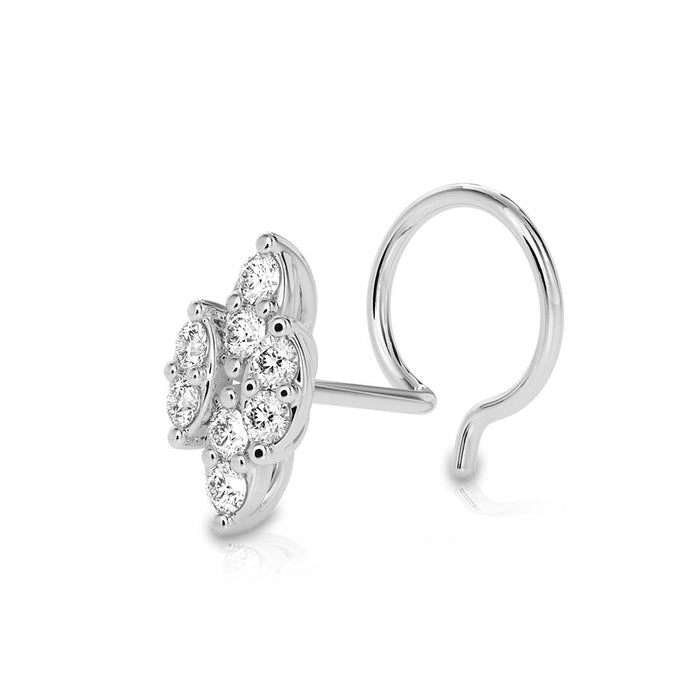 0.07Ct Leaf Style Cluster Lab-Grown Diamond Gold Wire Back Stud Nosepins