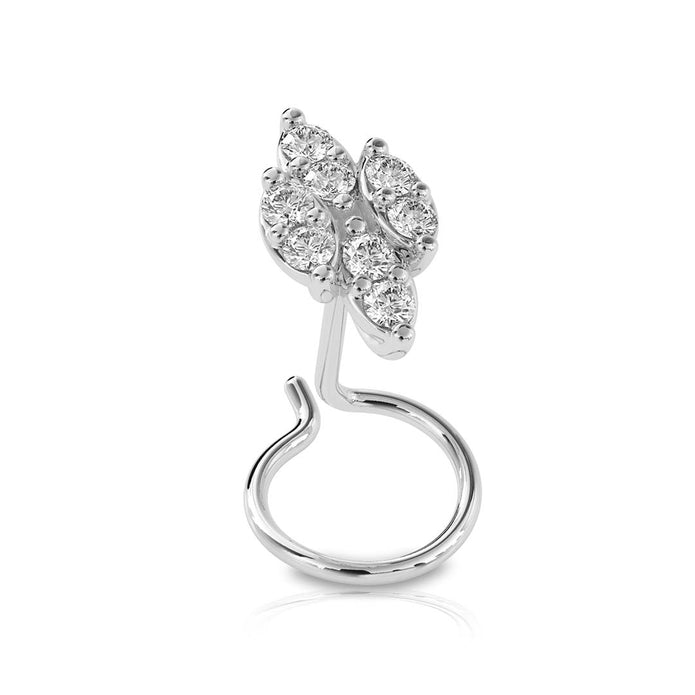 0.07Ct Leaf Style Cluster Lab-Grown Diamond Gold Wire Back Stud Nosepins