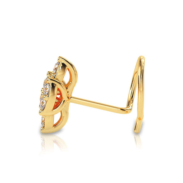 0.07Ct Leaf Style Cluster Lab-Grown Diamond Gold Wire Back Stud Nosepins