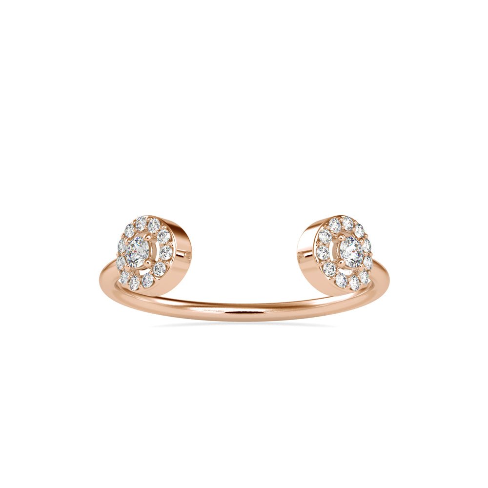 open cuff halo diamond ring in rose gold