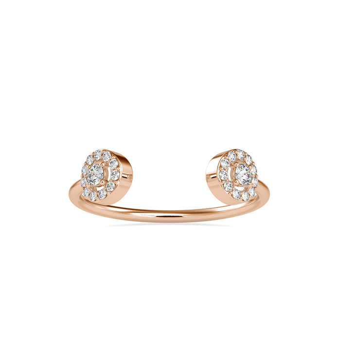 open cuff halo diamond ring in rose gold