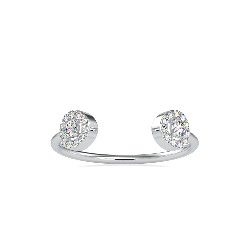 open cuff halo diamond ring in white gold