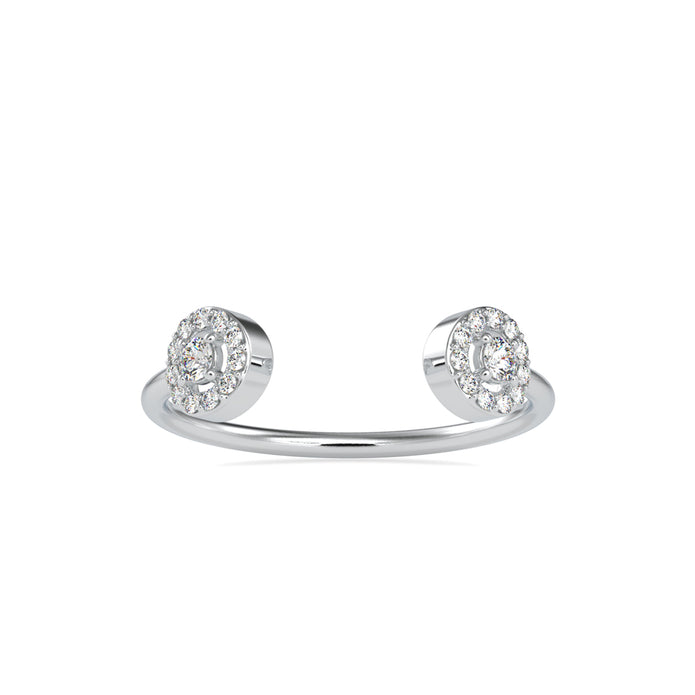 open cuff halo diamond ring in white gold