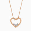 open heart diamond pendant necklace in rose gold