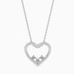 open heart diamond pendant necklace in white gold