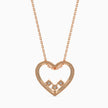 open heart diamond pendant necklace in rose gold