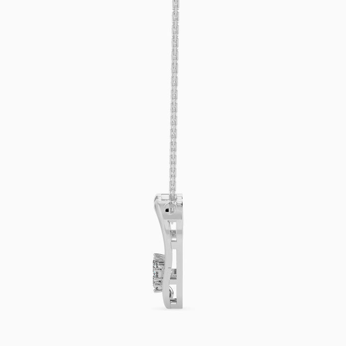 open heart diamond pendant necklace in white gold