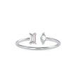 open style two stone diamond ring in white gold