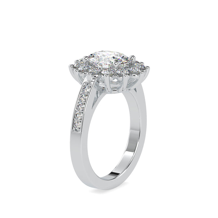 oval cut halo diamond ring in white gold