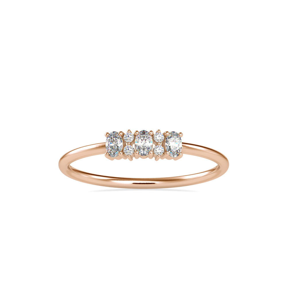 oval and round cut diamond ring in rose gold