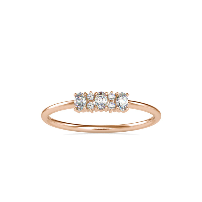 oval and round cut diamond ring in rose gold