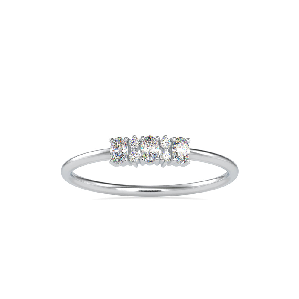 oval and round cut diamond ring in white gold