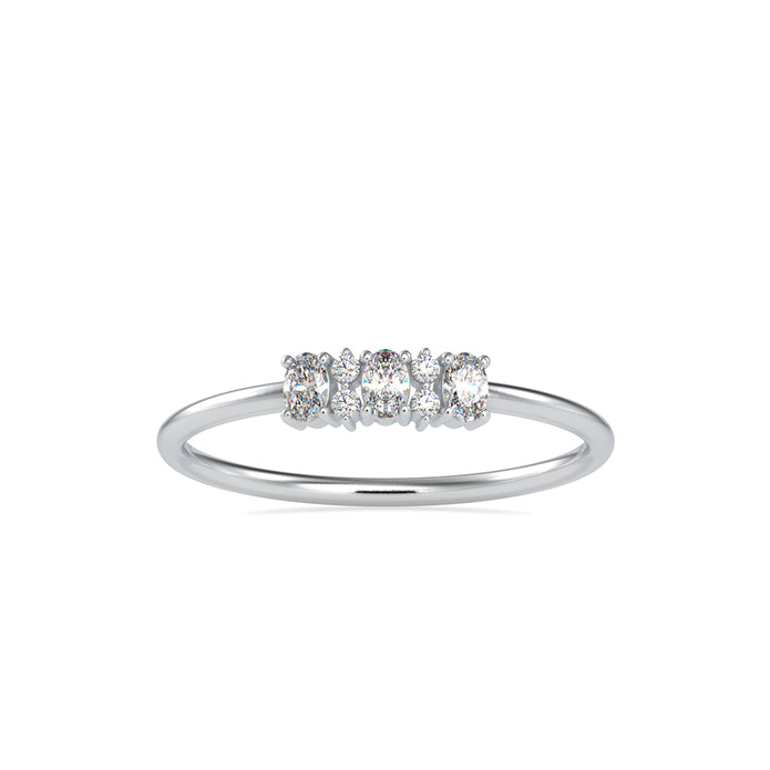 oval and round cut diamond ring in white gold