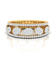 oval shape round cut cluster lab-grown diamond band in yellow gold