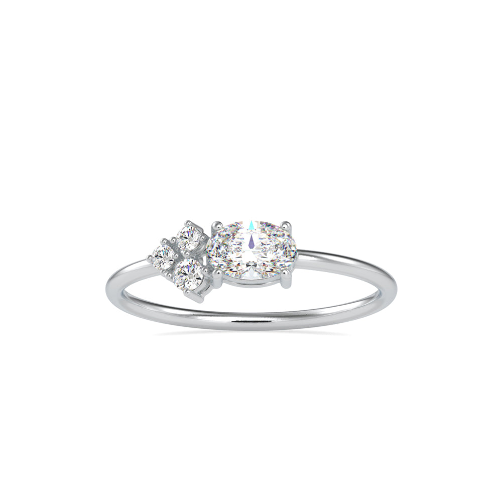 oval solitaire diamond ring in white gold