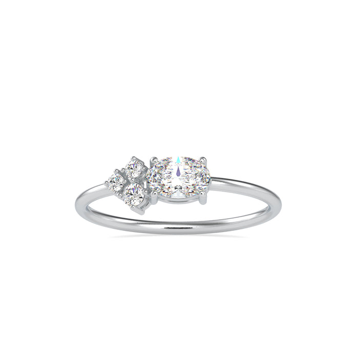 oval solitaire diamond ring in white gold