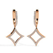 pave diamond hoop drop earrings in rose gold