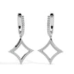 pave diamond hoop drop earrings in white gold