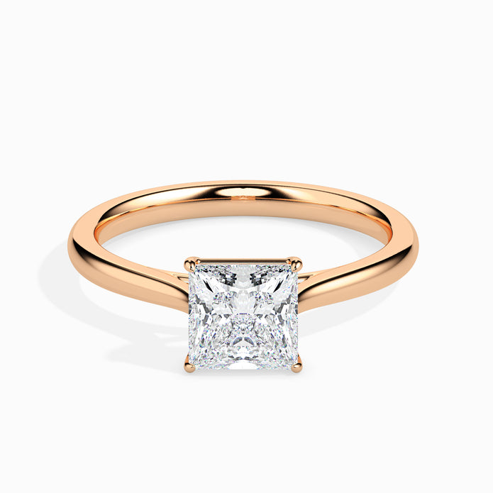 princess cut solitaire diamond ring in rose gold