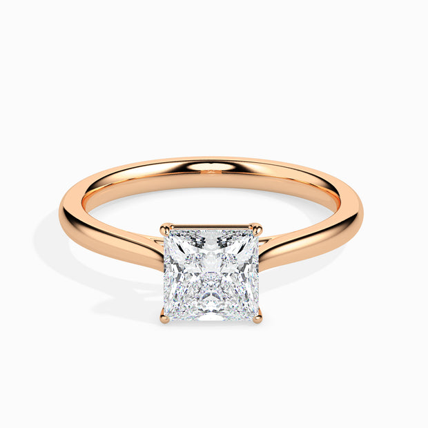 princess cut solitaire diamond ring in rose gold