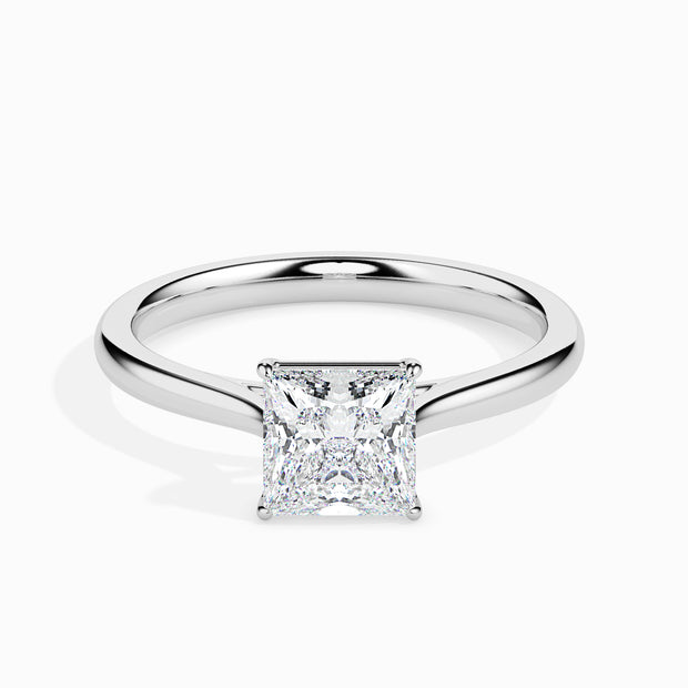 princess cut solitaire diamond ring in white gold
