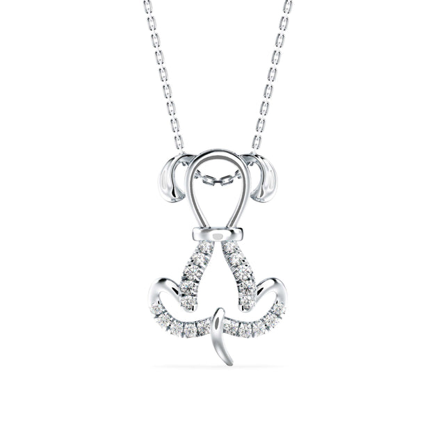 puppy love shape diamond pendant necklace in white gold