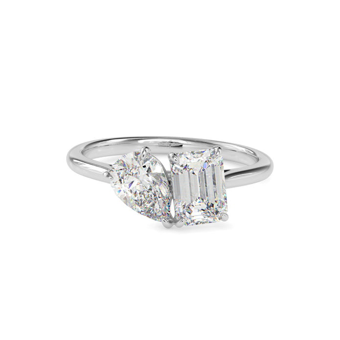 1.91Ct Emerald & Pear Lab-Grown Diamond Toi Et Moi Gold Ring