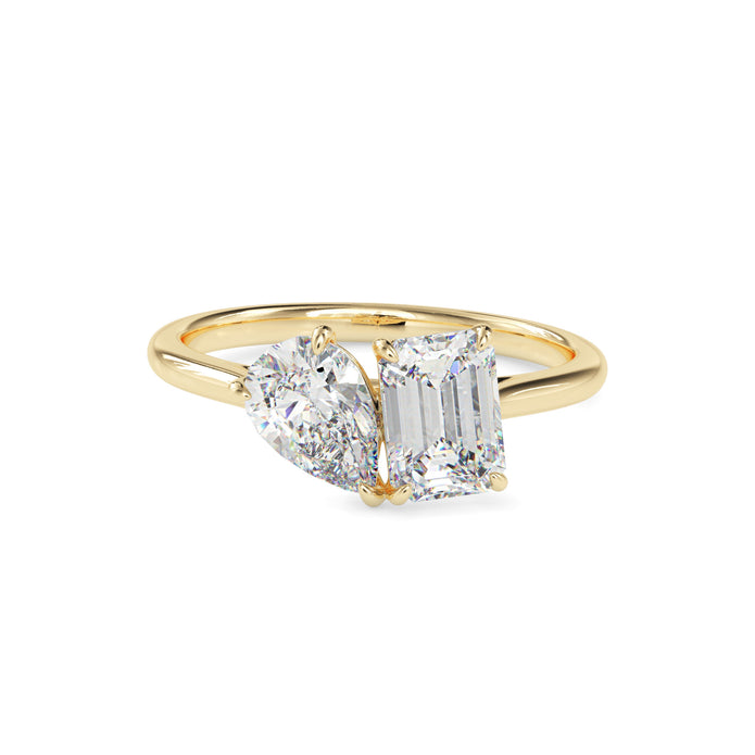 1.91Ct Emerald & Pear Lab-Grown Diamond Toi Et Moi Gold Ring