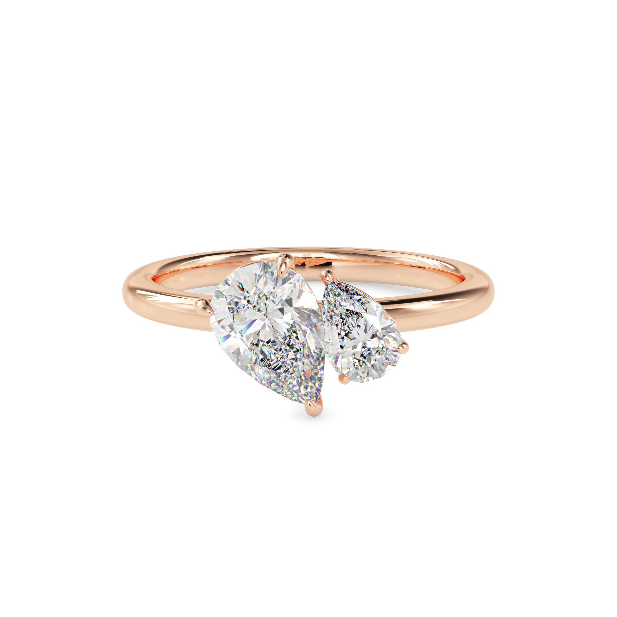 1.87Ct Pear Cut Lab-Grown Diamond Toi Et Moi Gold Ring