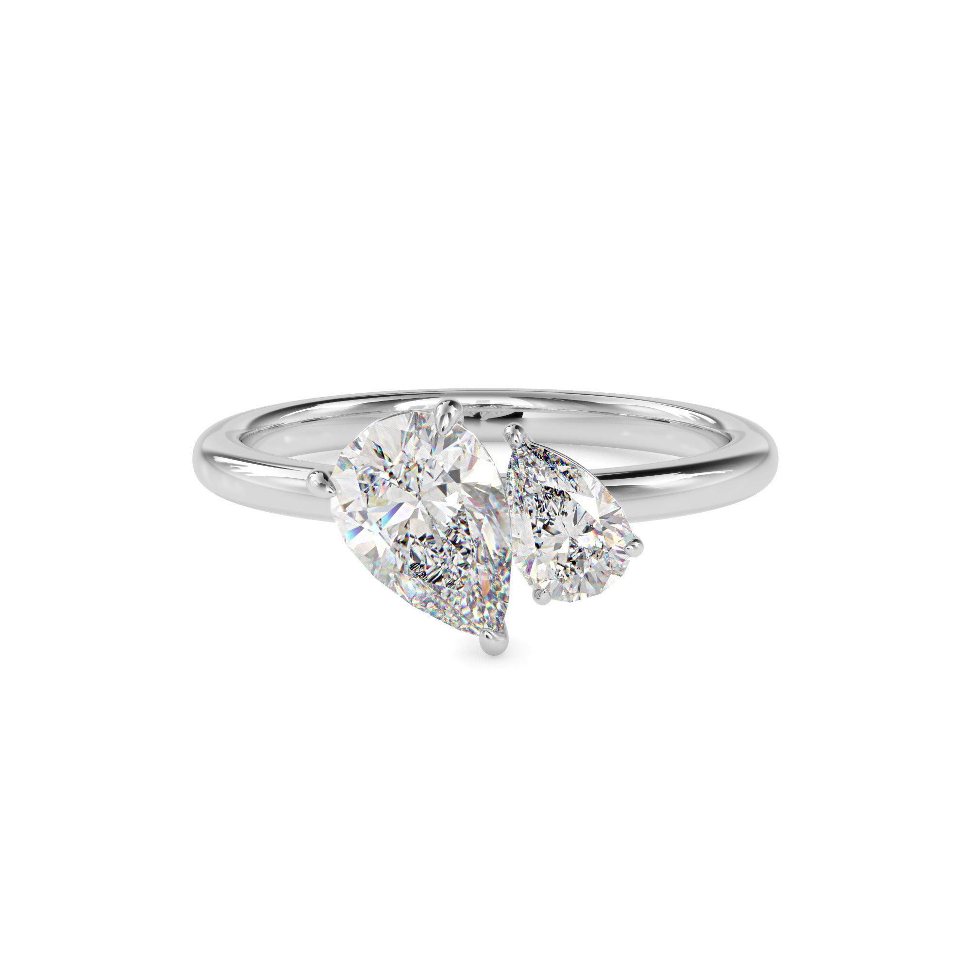 1.87Ct Pear Cut Lab-Grown Diamond Toi Et Moi Gold Ring