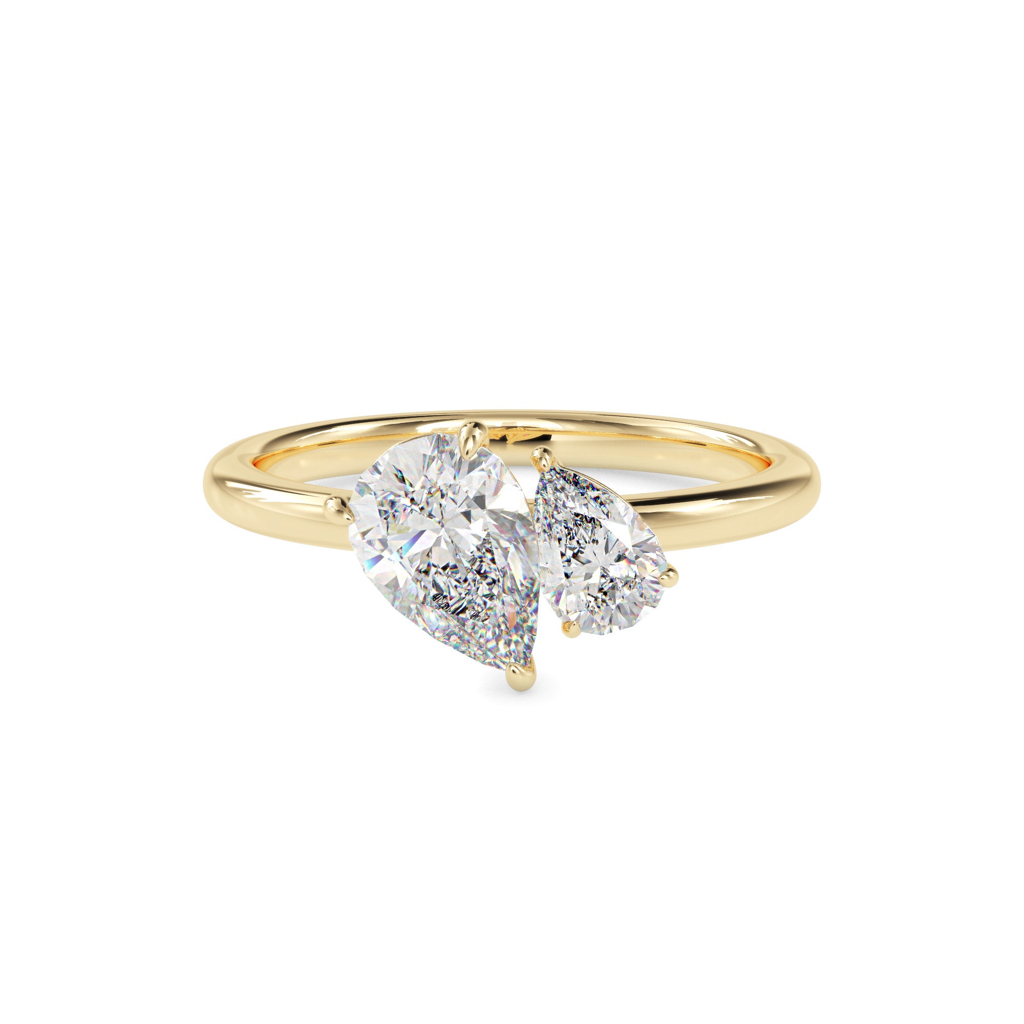 1.87Ct Pear Cut Lab-Grown Diamond Toi Et Moi Gold Ring