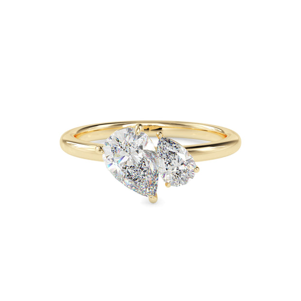 1.87Ct Pear Cut Lab-Grown Diamond Toi Et Moi Gold Ring