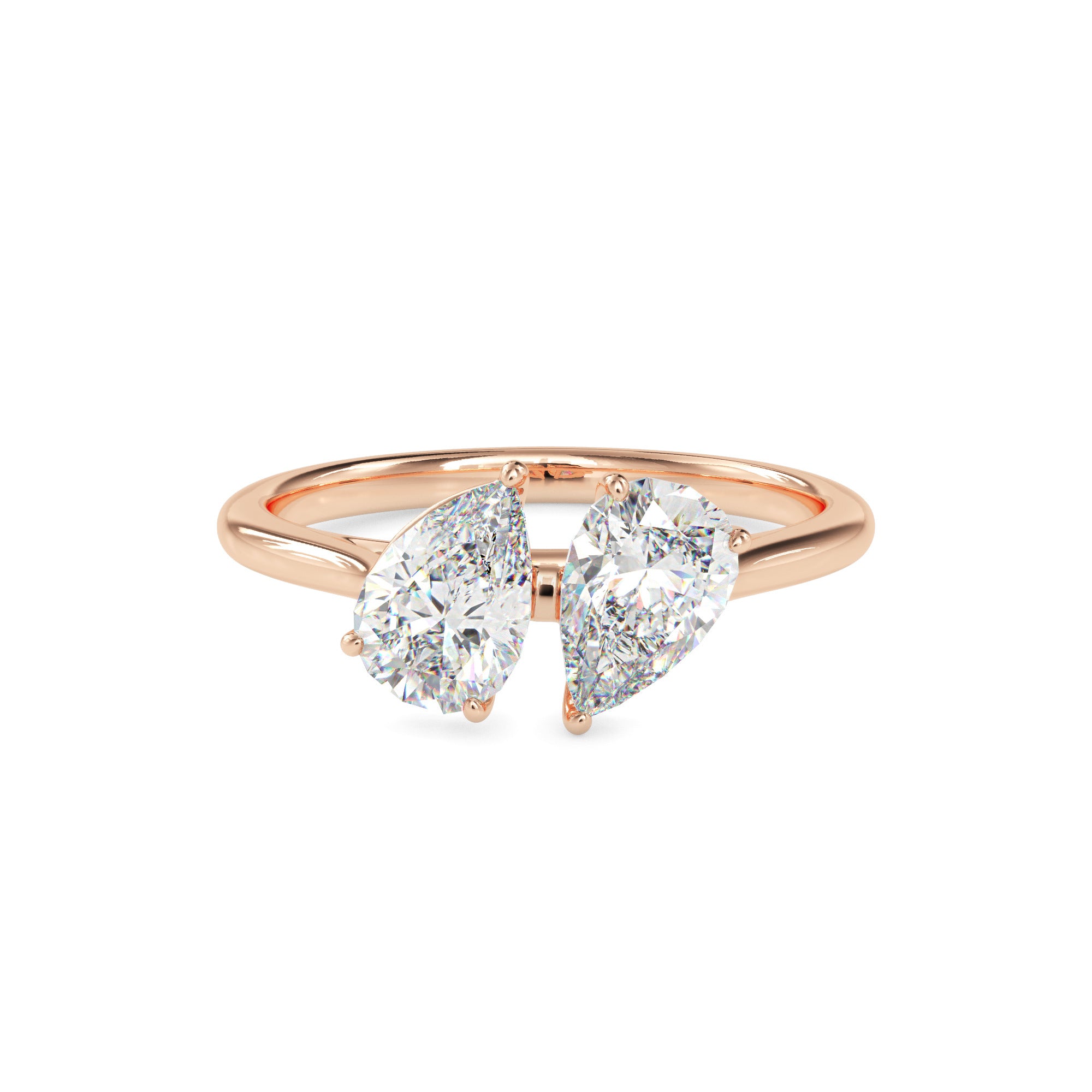 1.77Ct Pear Two Stone Lab-Grown Diamond Toi Et Moi Gold Ring