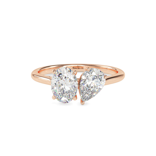 1.88Ct Pear & Oval Lab-Grown Diamond Toi Et Moi Gold Ring