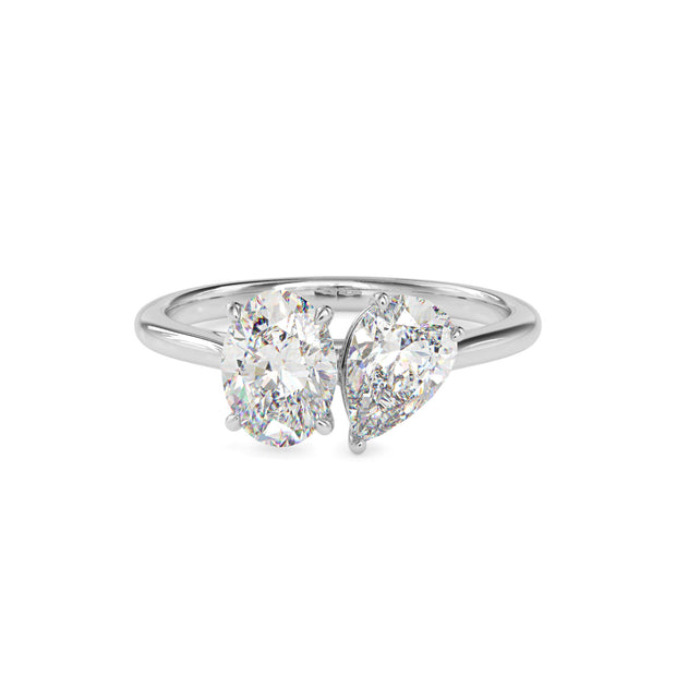 1.88Ct Pear & Oval Lab-Grown Diamond Toi Et Moi Gold Ring