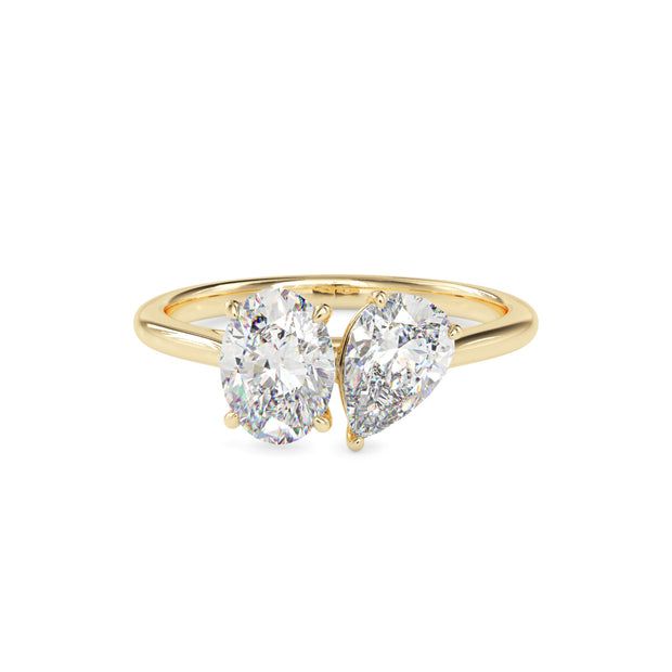 1.88Ct Pear & Oval Lab-Grown Diamond Toi Et Moi Gold Ring