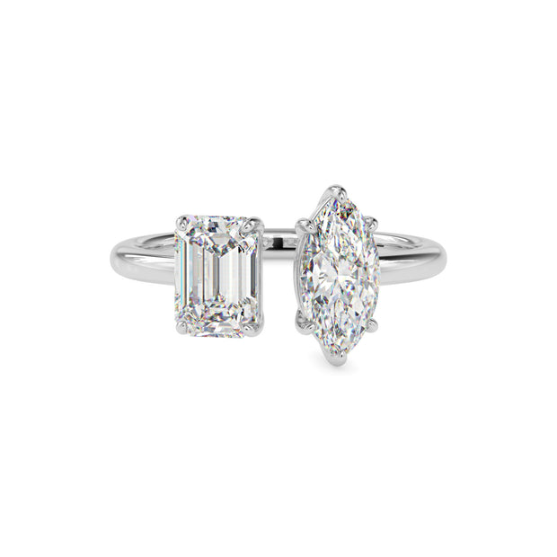 1.94Ct Emerald & Marquise Lab-Grown Diamond Toi Et Moi Gold Ring