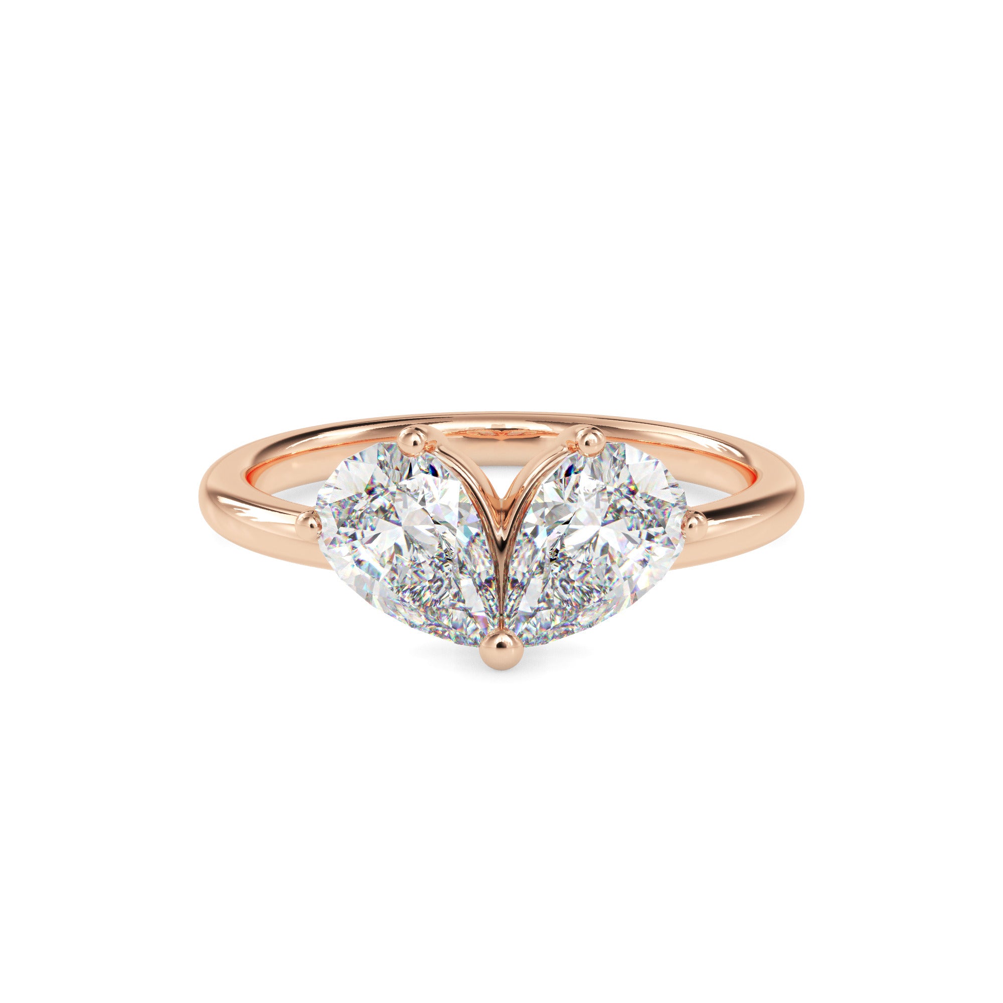 1.62Ct Teardrop Shape Pear Lab-Grown Diamond Toi Et Moi Gold Ring