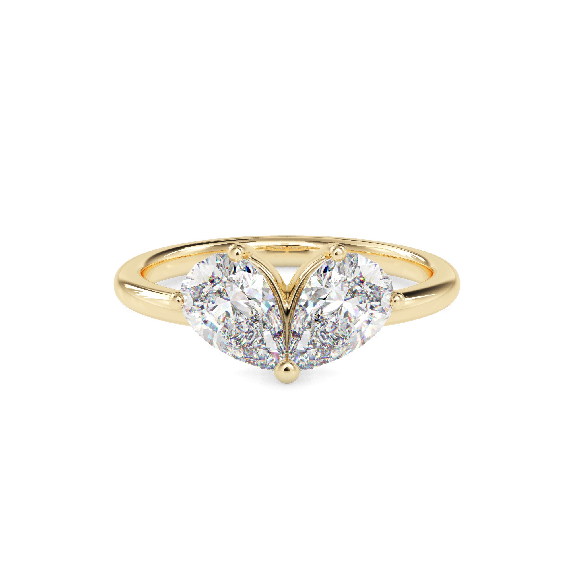 1.62Ct Teardrop Shape Pear Lab-Grown Diamond Toi Et Moi Gold Ring
