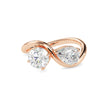 1.84Ct Round & Pear Lab-Grown Diamond Toi Et Moi Gold Ring