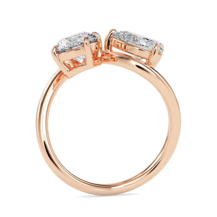 1.84Ct Round & Pear Lab-Grown Diamond Toi Et Moi Gold Ring