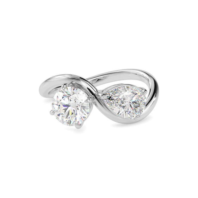 1.84Ct Round & Pear Lab-Grown Diamond Toi Et Moi Gold Ring