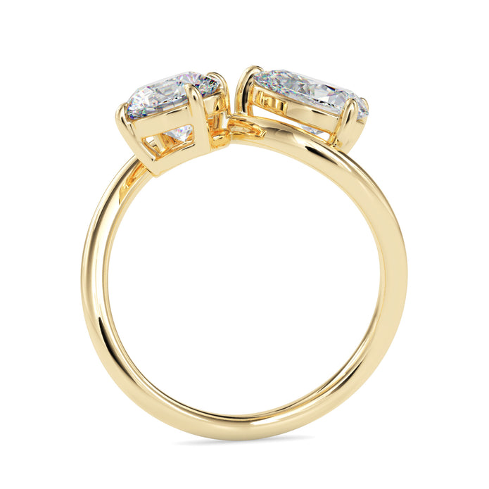 1.84Ct Round & Pear Lab-Grown Diamond Toi Et Moi Gold Ring
